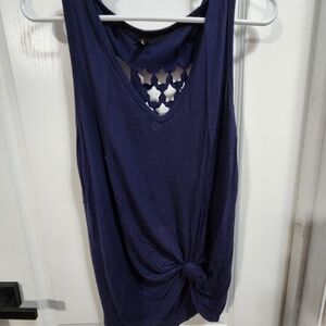 Elegant Navy Sleeveless Tank with Star Detail